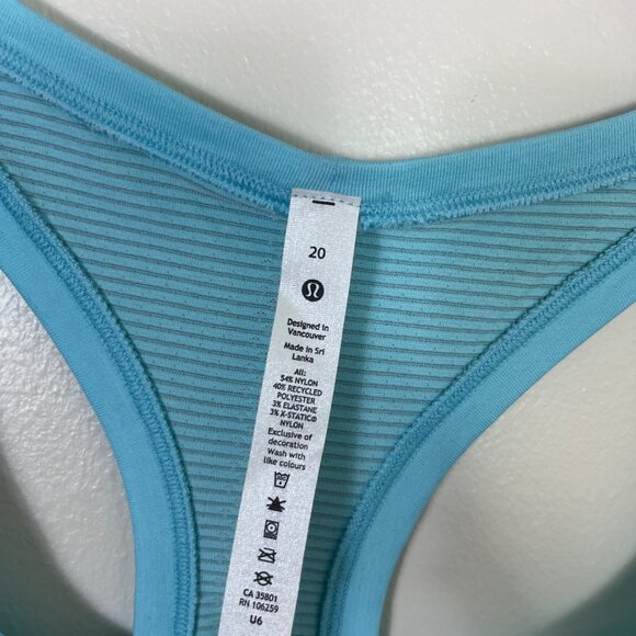 Lululemon Athletic Swiftly Tech RB Tank Top 2.0 Race Icing Blue NWT Size 20 - Picture 6 of 7